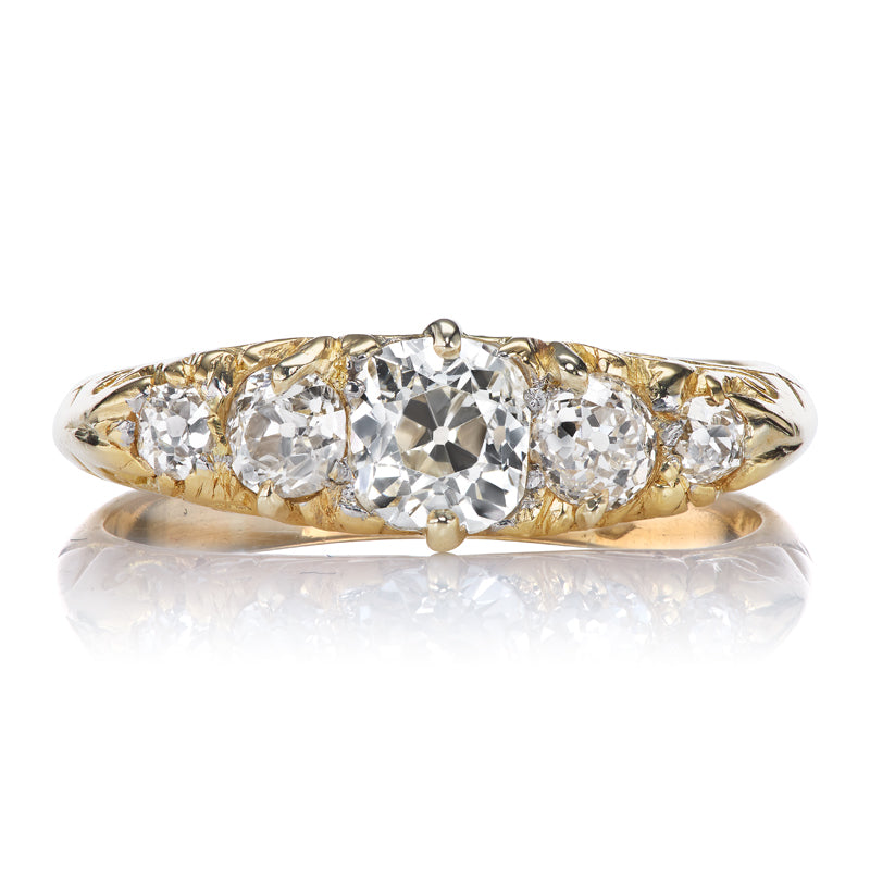 Antique Five Stone Half Hoop Ring