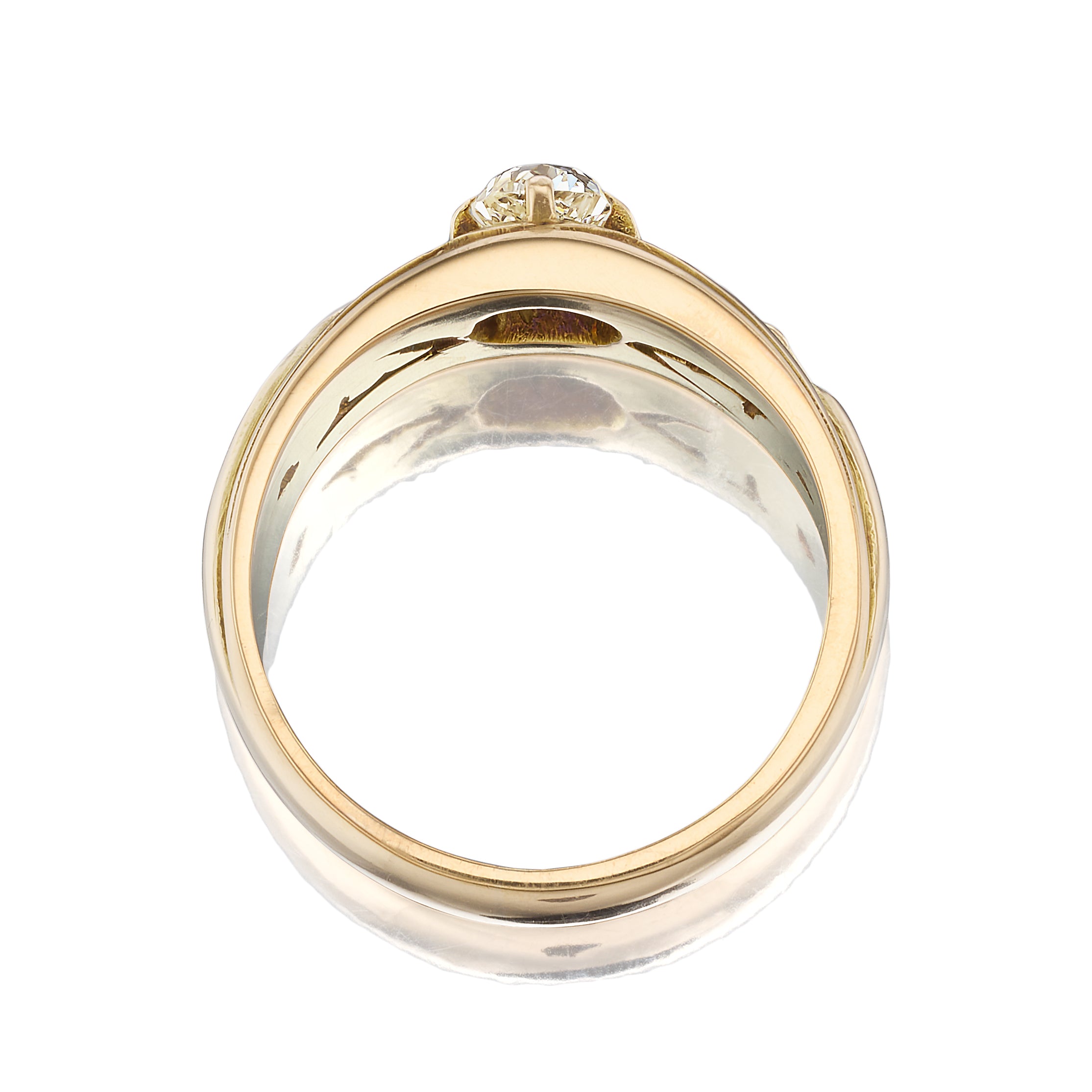 j-k-l color, si-i clarity diamond in yellow gold setting
