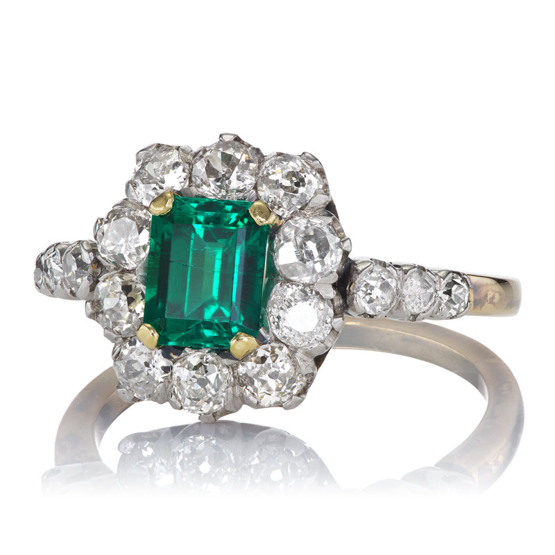 1.00ct Columbian Emerald and Diamond Ring diamond engagement ring with gemstone
