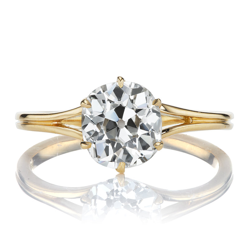 1.79ct Old Mine Cut Diamond in 18kt Yellow Gold Split Shank Setting