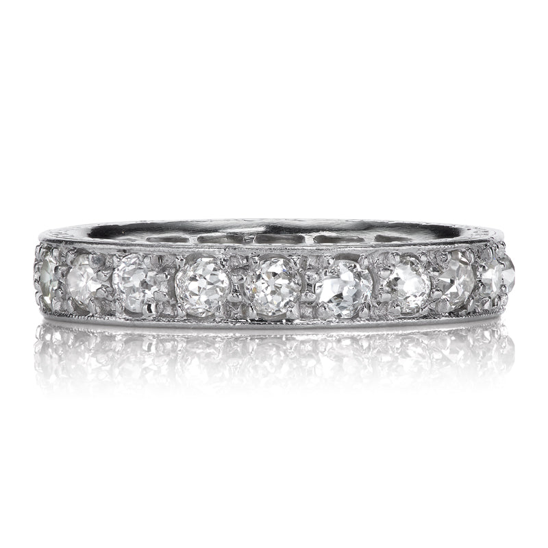 Old European Cut Diamond Eternity Band with Engravings