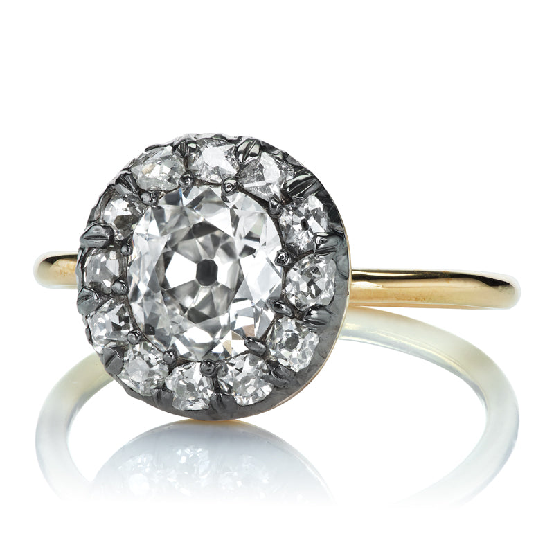 Antique Old Mine Cut Cluster Ring diamond