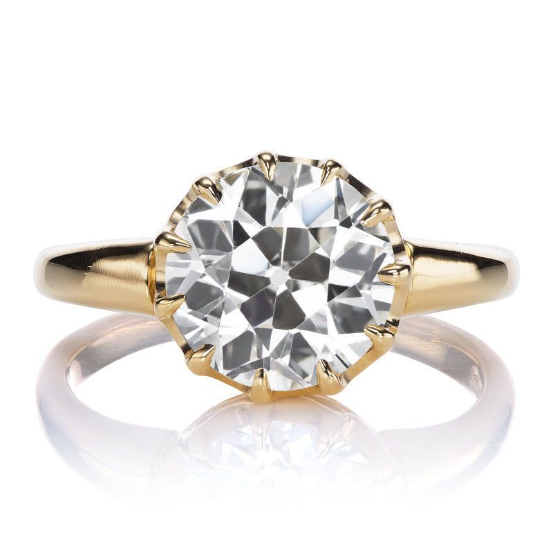 2.8 Carat Old European Cut Diamond Engagement Ring