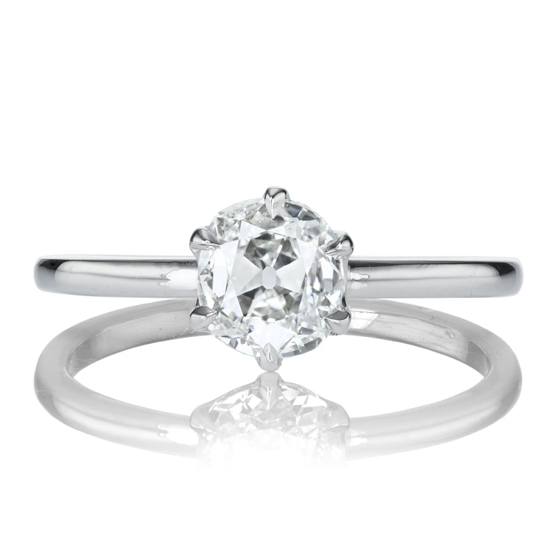 0.92 Carat Old Mine Cut Diamond in Platinum Solitaire Setting