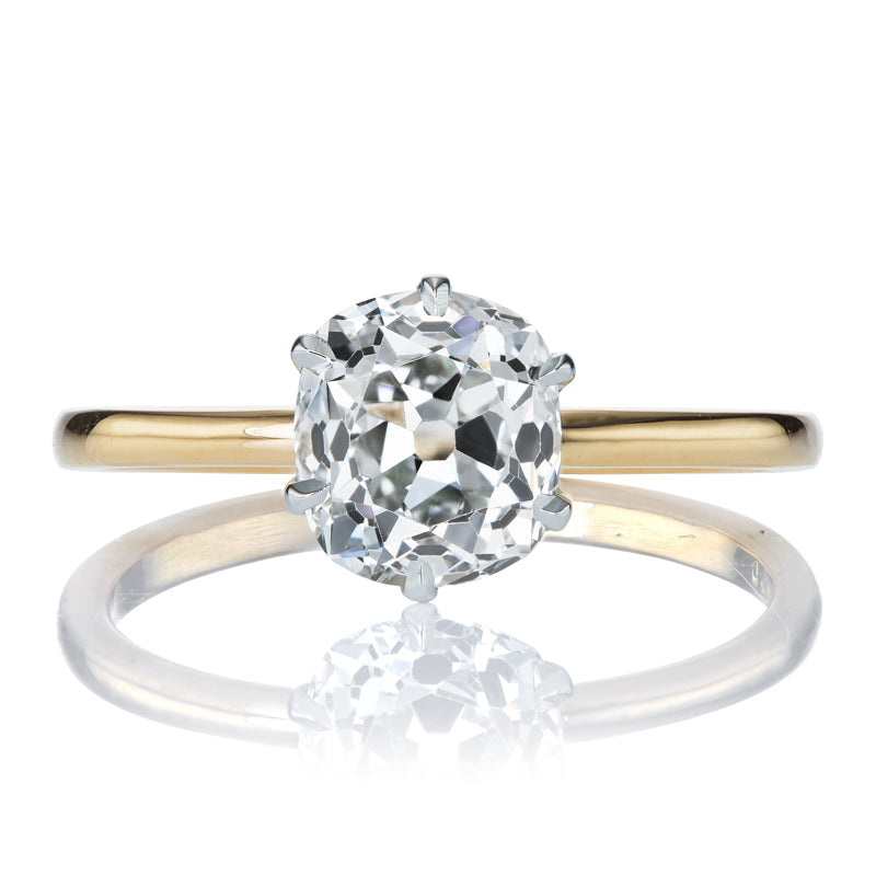 Classic Two-Tone Solitaire Engagement Ring with 1.62ct Old Mine Cut Diamond