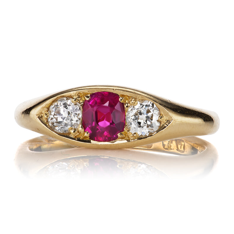 Diamond and Ruby Three Stone Ring diamond engagement ring with gemstone