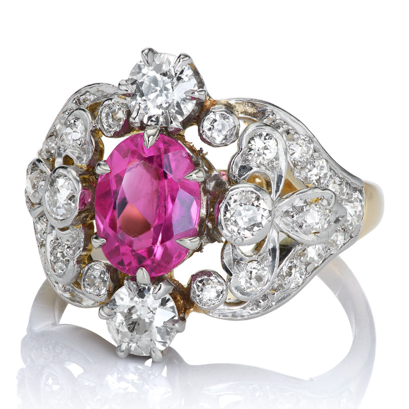 Vintage Tourmaline Cocktail Ring diamond with gemstone