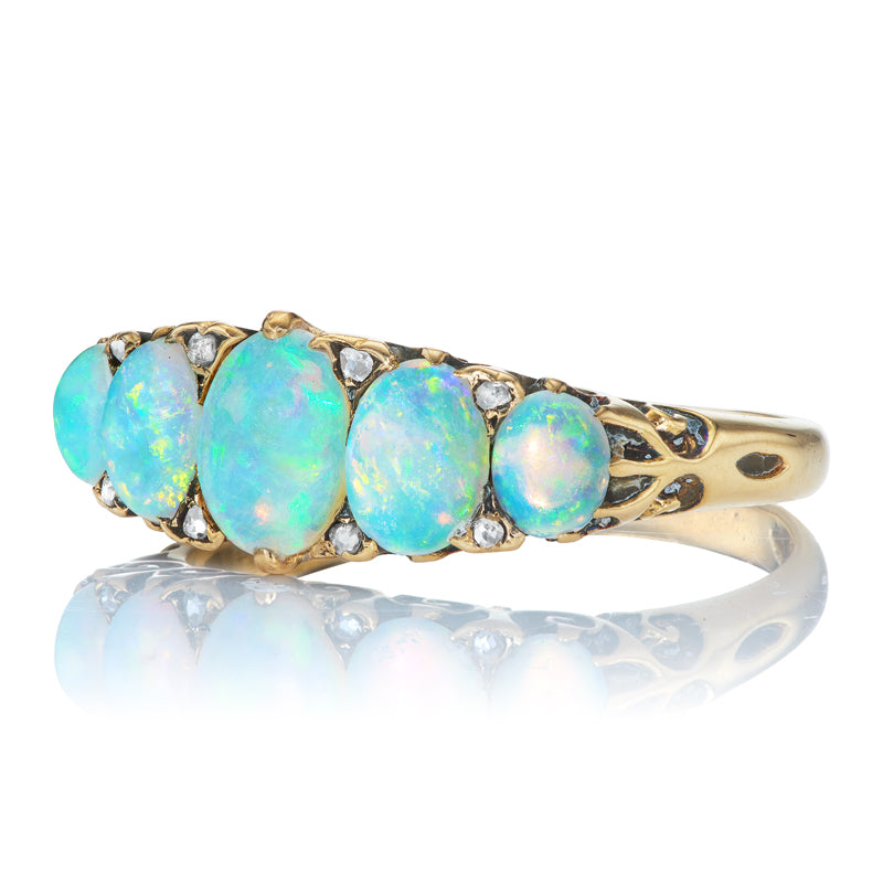 Vintage Opal Half Hoop diamond with gemstone