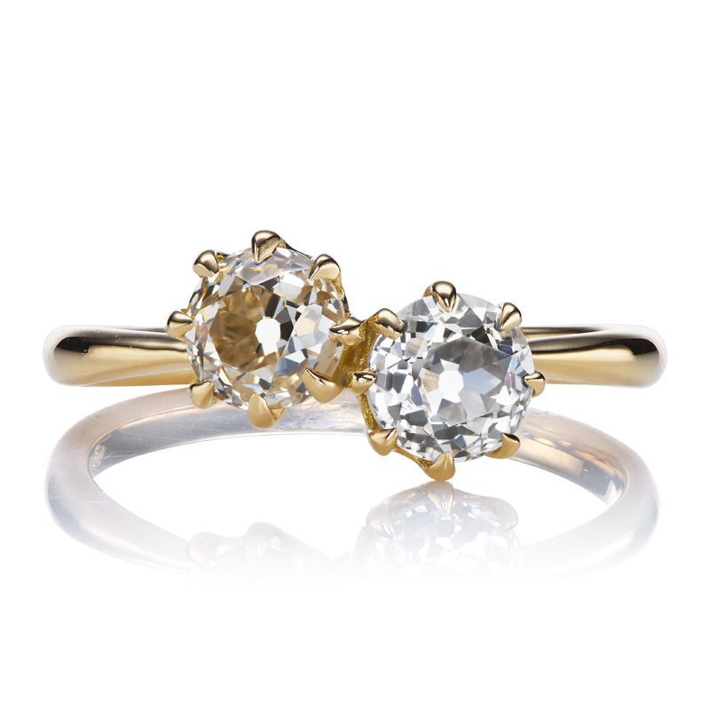 Old European Cut Diamond Toi et Moi Engagement Ring