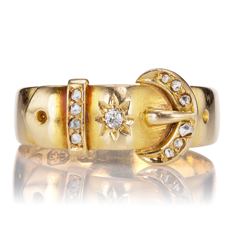 Antique Belt Buckle Ring with Diamonds
