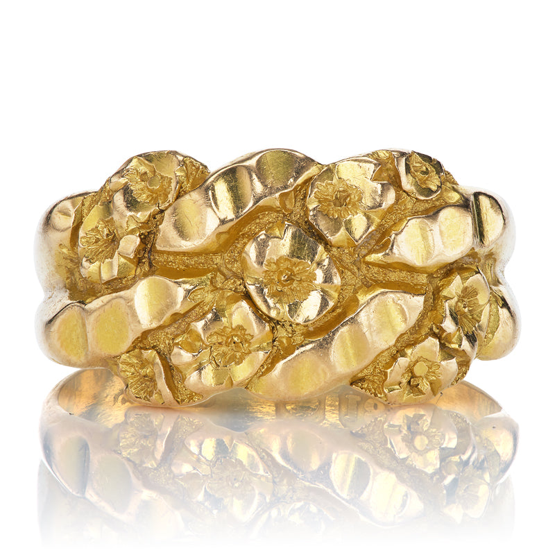 Antique Yellow Gold Band with Floral Engravings