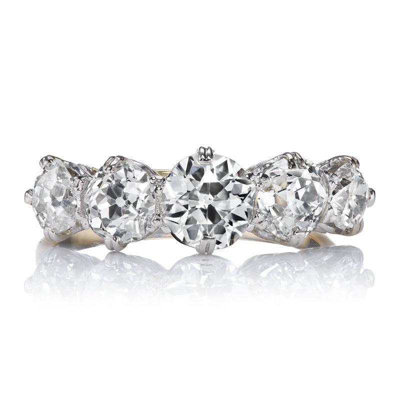 Antique Diamond Five Stone Ring in Two-Tone Setting