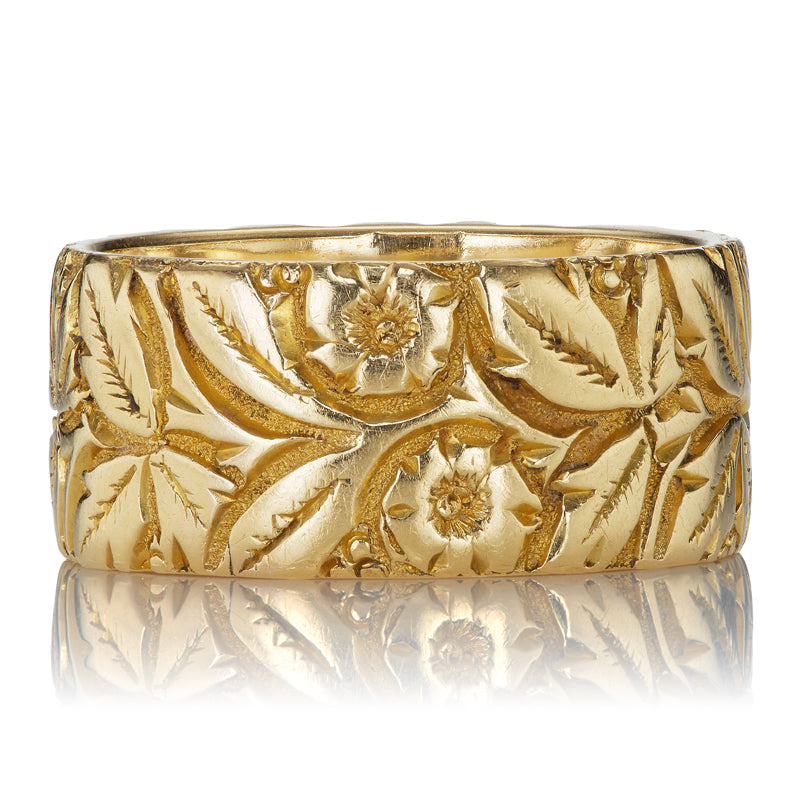 Antique Gold Floral Engraved Band