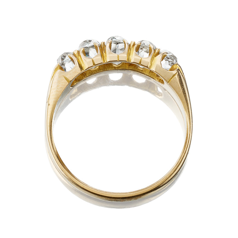 Antique Five Stone Half Hoop diamond engagement ring