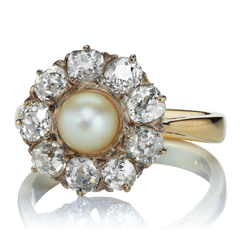 Vintage Pearl and Diamond Ring diamond engagement ring with gemstone
