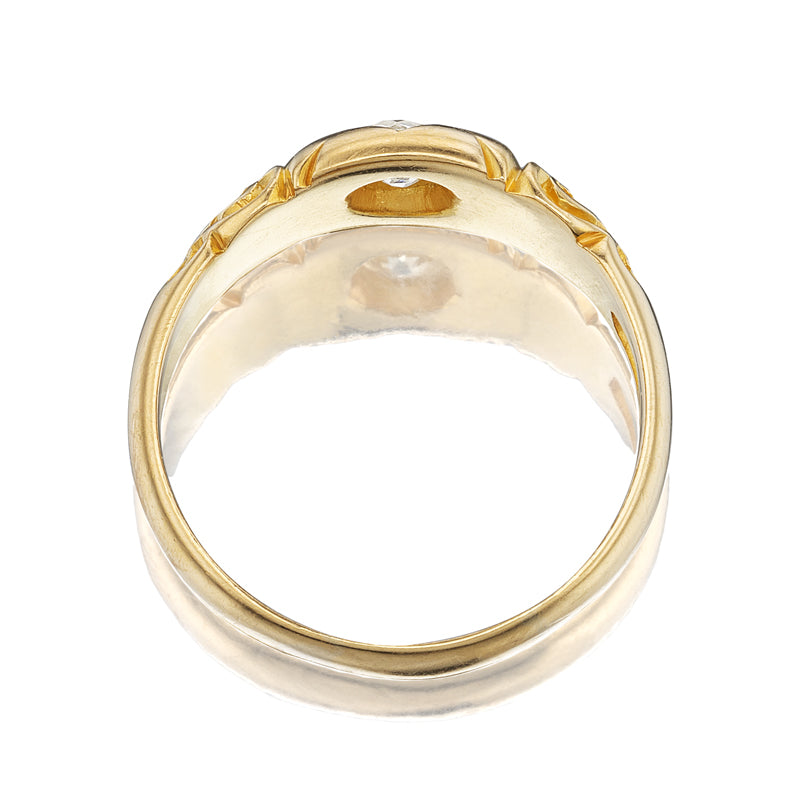 j-k-l color, si-i clarity diamond in yellow gold setting