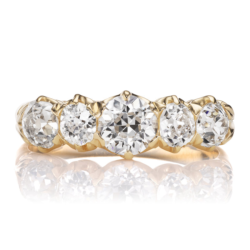 Antique Old European Cut Diamond Five Stone Ring
