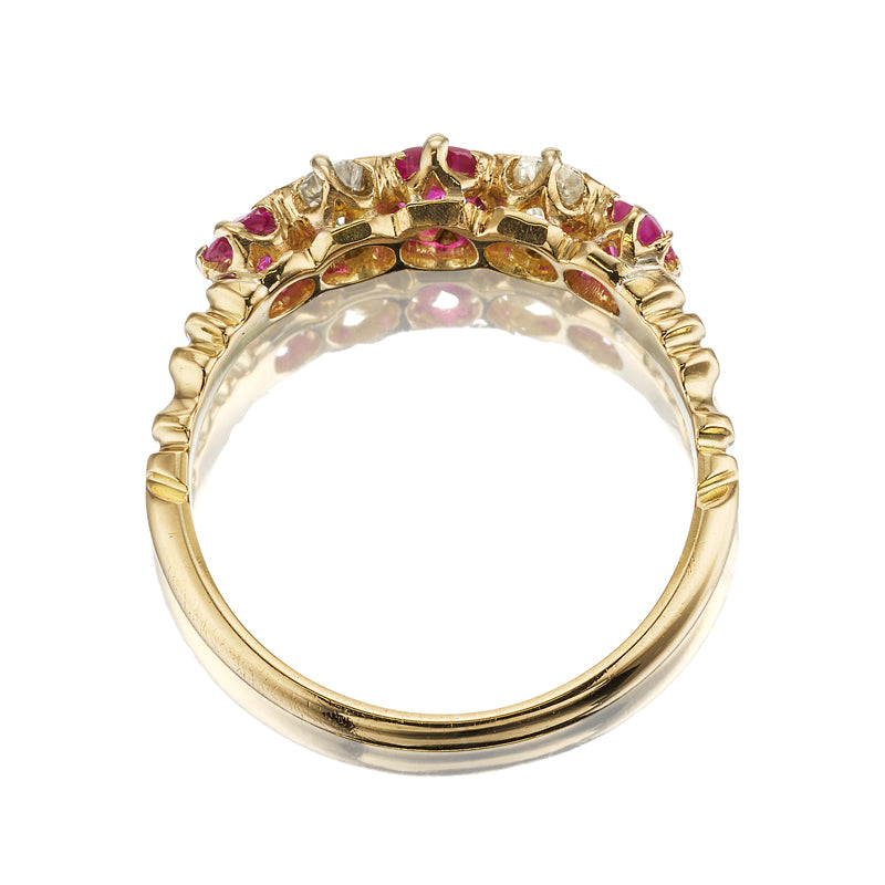 Vintage and Diamond Ruby Half Hoop diamond with gemstone