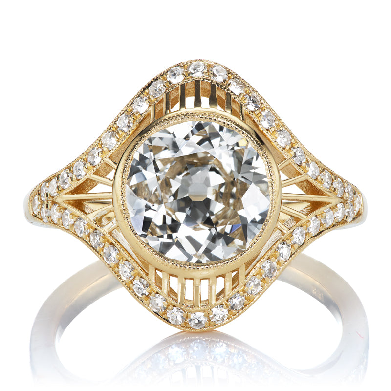 Transitional Cut Diamond Engagement Ring with Open Filigree