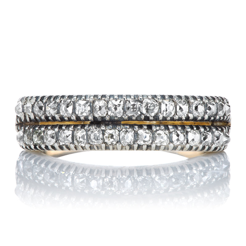 Antique Double-Row Diamond Ring in Two-Tone Setting
