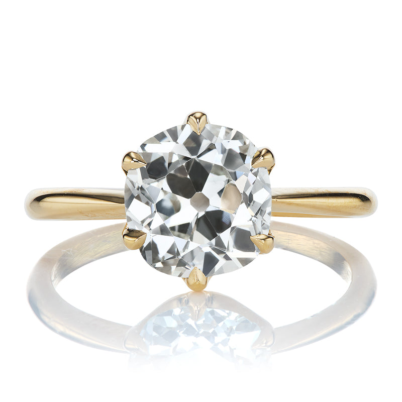 2 carat Old Mine Cut Diamond Solitaire Engagement Ring