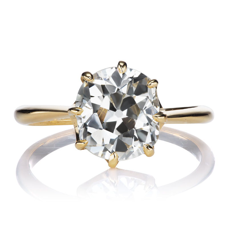 Solitaire Old Mine Cut Diamond Engagement Ring