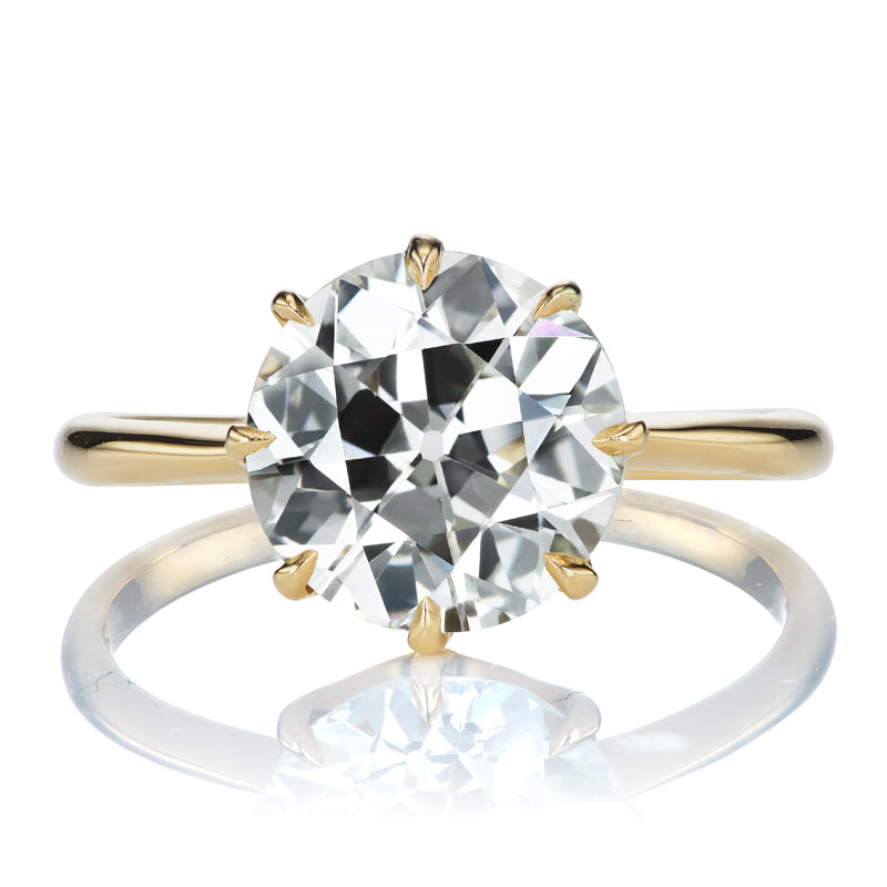 2.86 Carat Old European Cut Diamond Solitaire Engagement Ring