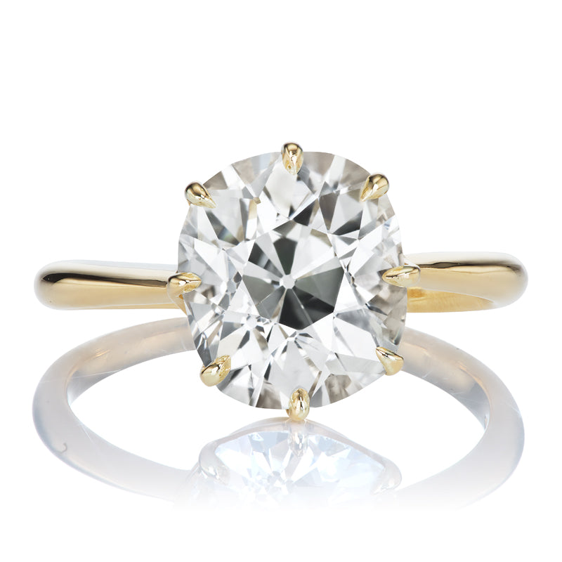 3.48ct Old Mine Cut Diamond Solitaire Engagement Ring