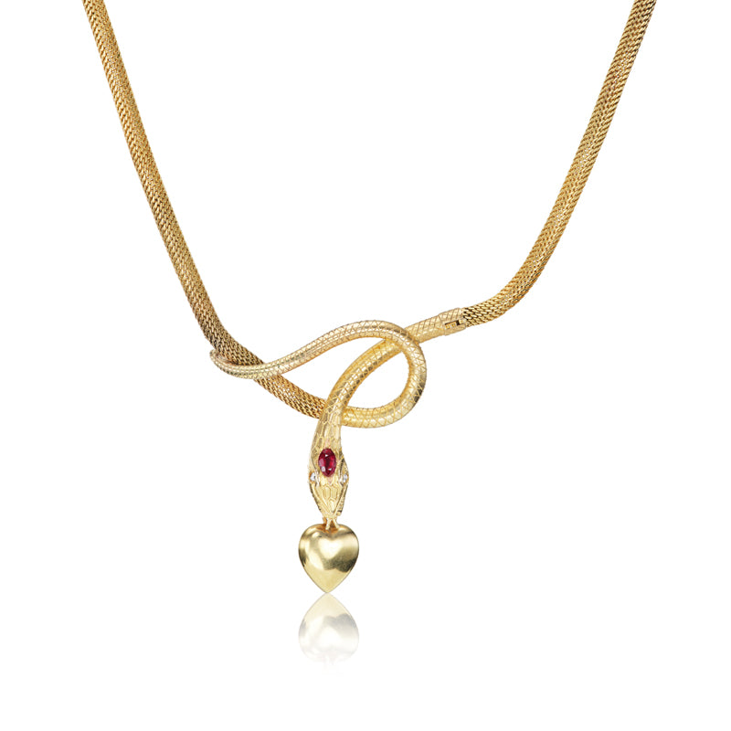 Antique Snake Necklace with Ruby