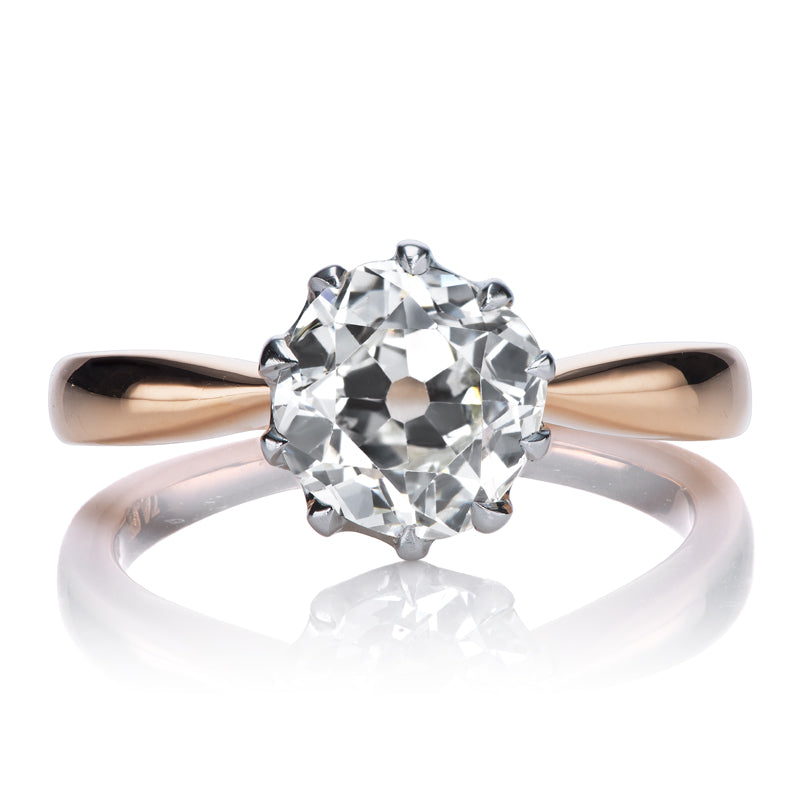 Old Mine Cut Solitaire Rose Gold Engagement Ring