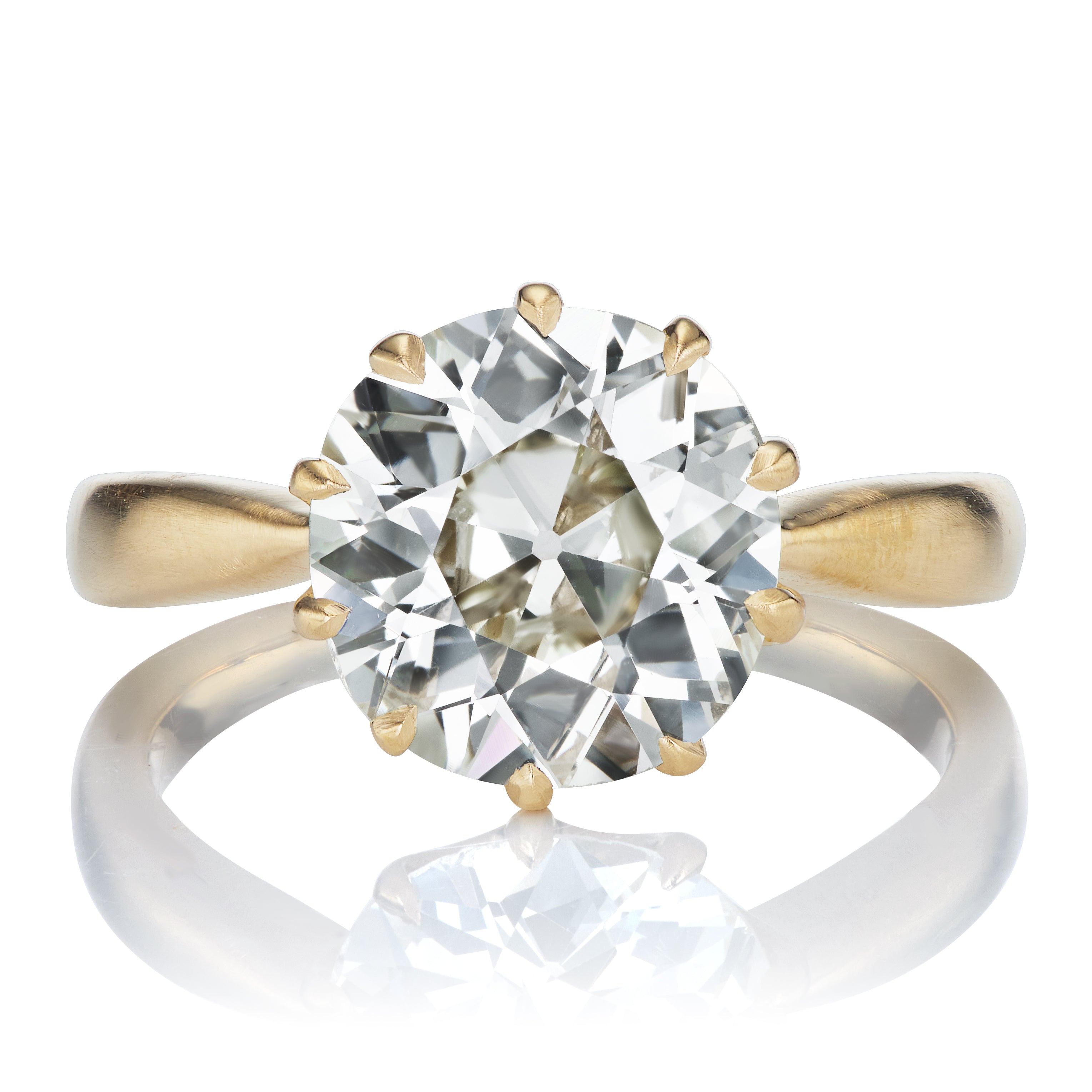 Flat and Spready Old European Cut Diamond Solitaire Engagement Ring