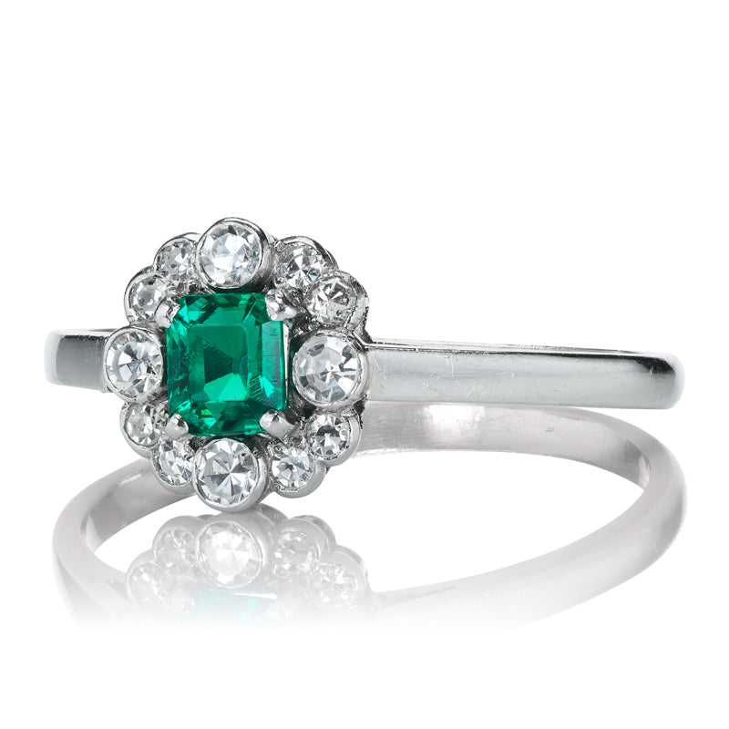 Colombian Emerald Cluster Ring diamond engagement ring with gemstone