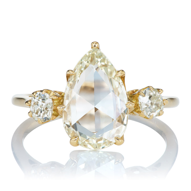 Unique 2-Carat Pear Rose Cut Diamond