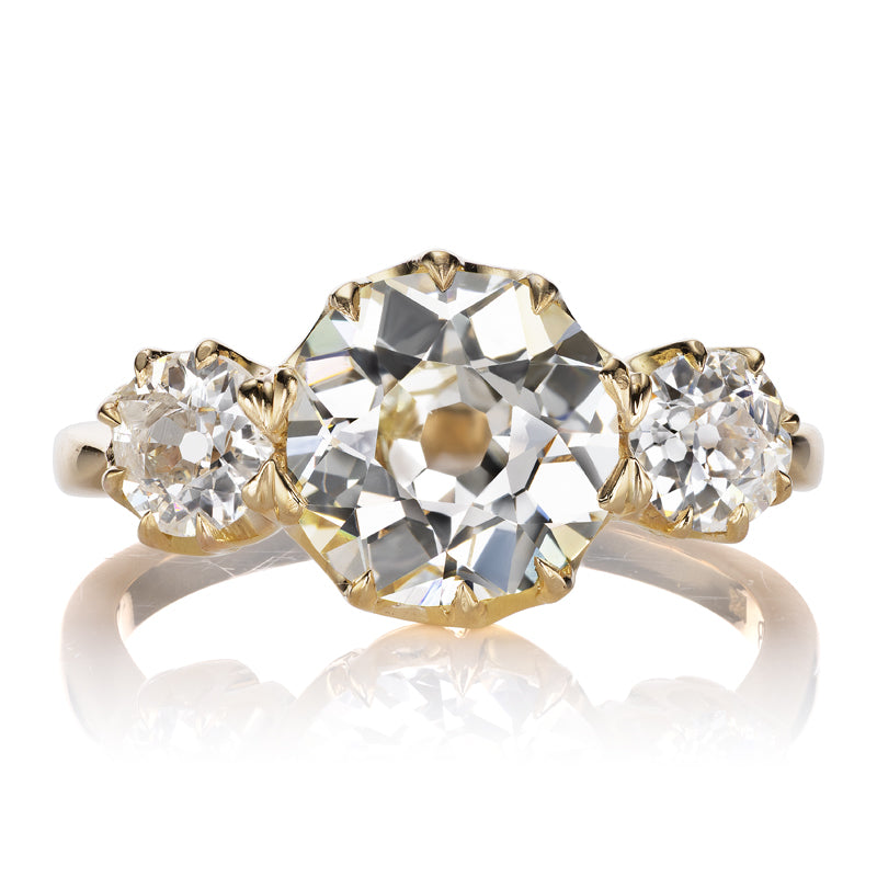 Antique OMC Three Stone Diamond Ring with Large Culet