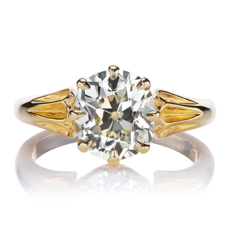 2ct Old Mine Cut Diamond Set in Thick Yellow Gold Setting