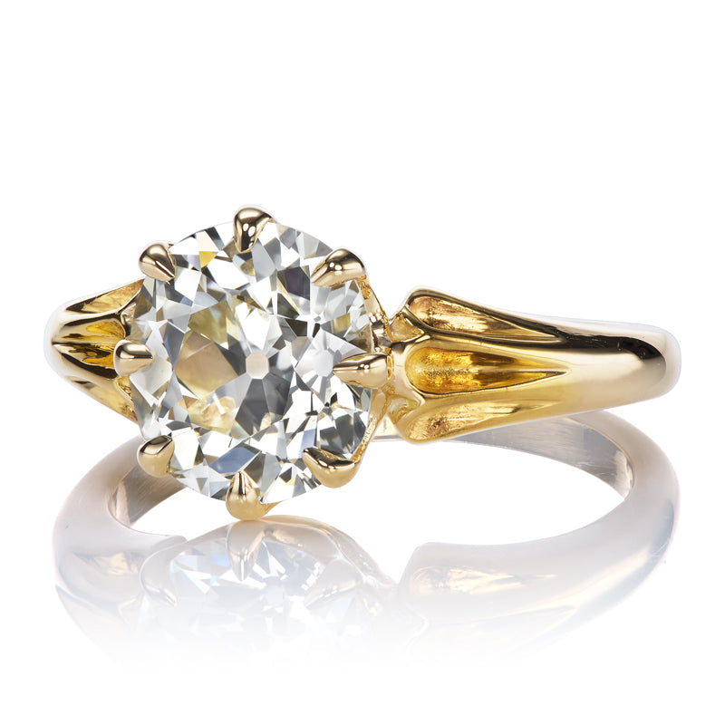 2.05ct old mine cut diamond diamond engagement ring