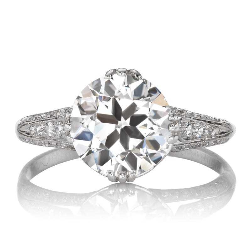 Antique Transitional Cut Diamond Engagement Ring in Platinum