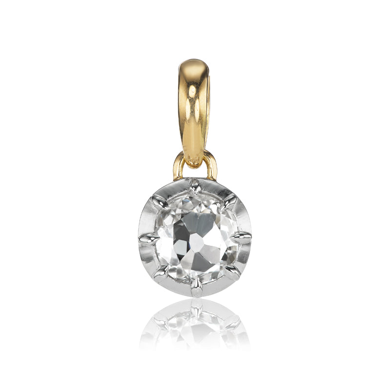 Old Mine Cut Diamond Pendant in Collet Setting