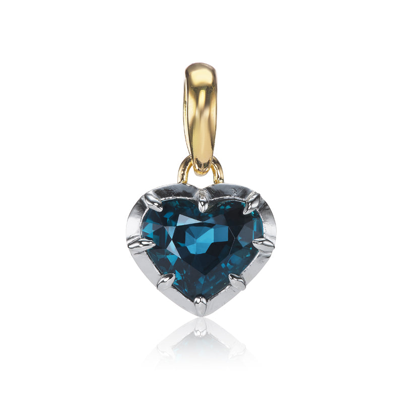 2.01 Carat Heart Shape Sapphire Pendant in Two-Tone Collet Setting