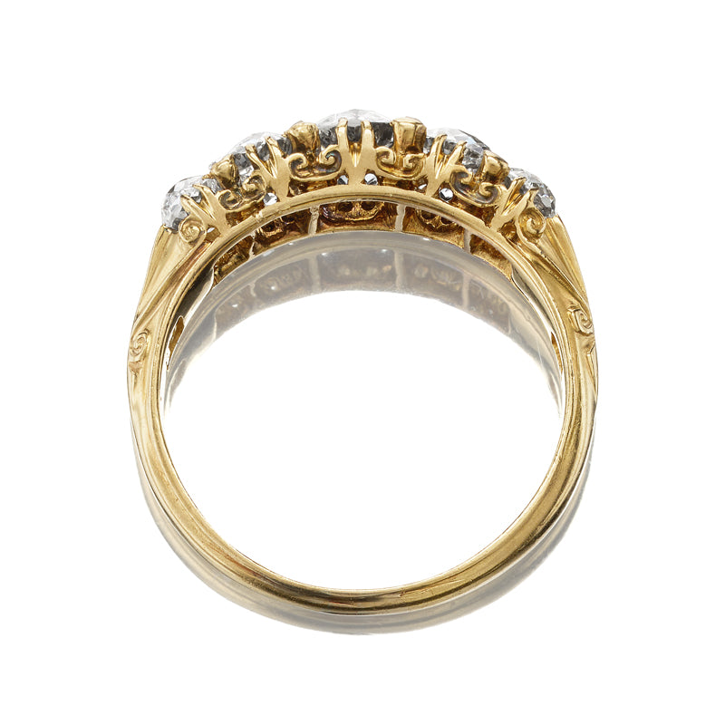 Victorian Antique Diamond Half Hoop diamond engagement ring