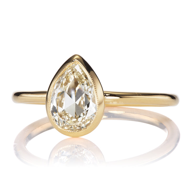 0.84ct Pear Rose Cut Diamond diamond engagement ring