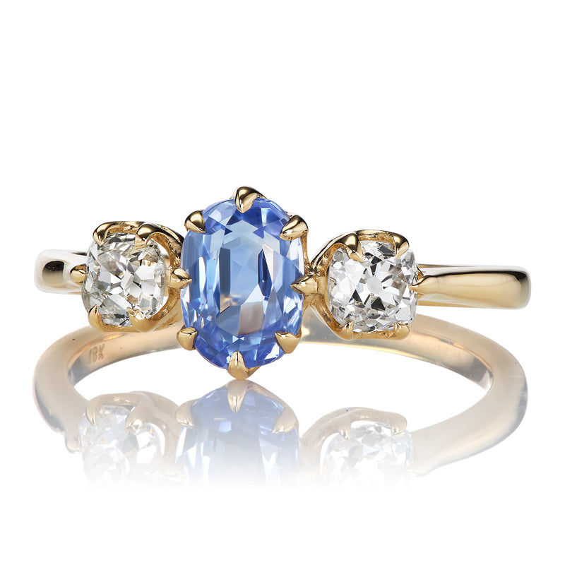 1.09ct Sri Lankan Sapphire diamond engagement ring with gemstone