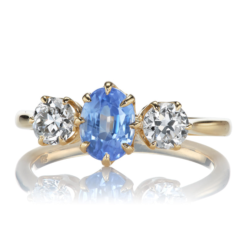 1.20ct No Heat Sri Lankan Sapphire diamond engagement ring with gemstone