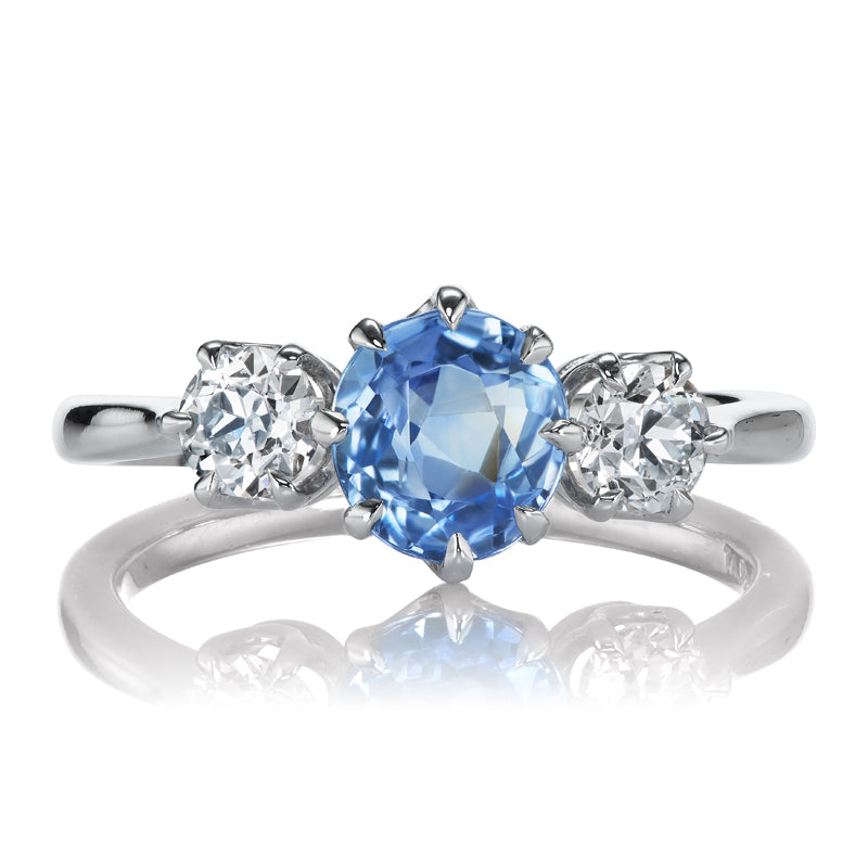 Sky Blue Sapphire and Diamond Ring in Platinum Setting