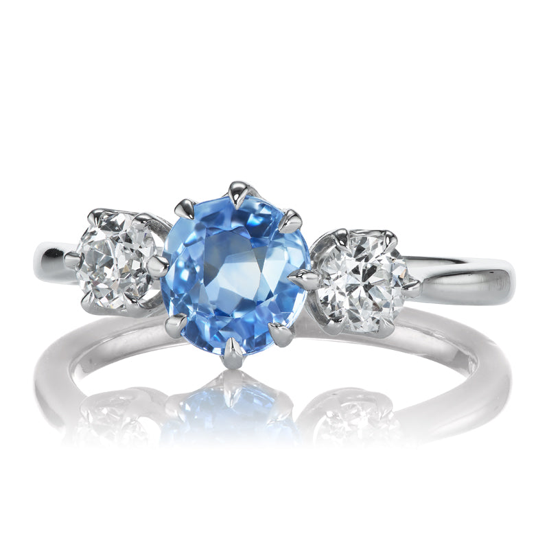 1.24ct Oval Cut Sapphire diamond engagement ring with gemstone