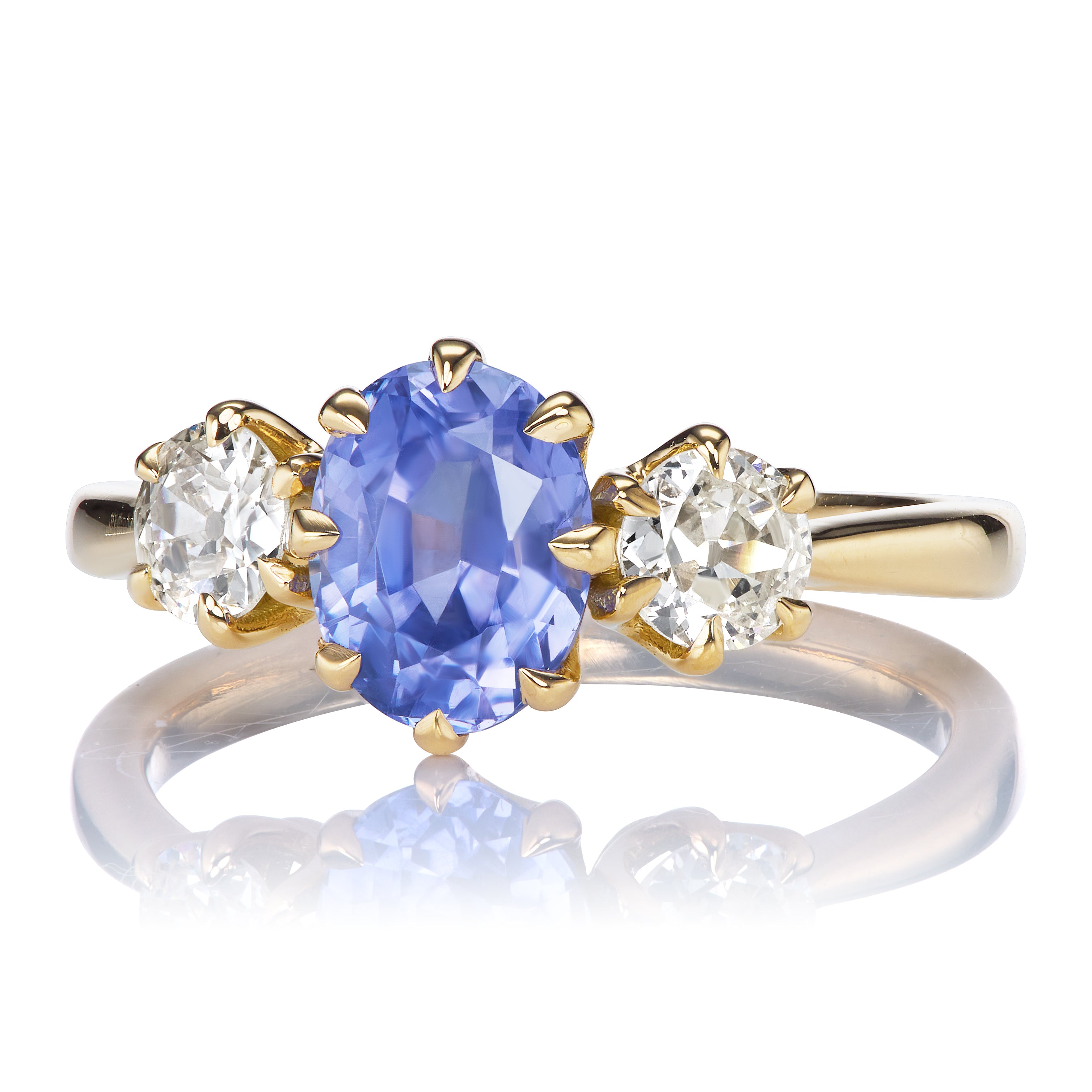 Sapphire and Diamond Three Stone Ring diamond engagement ring with gemstone