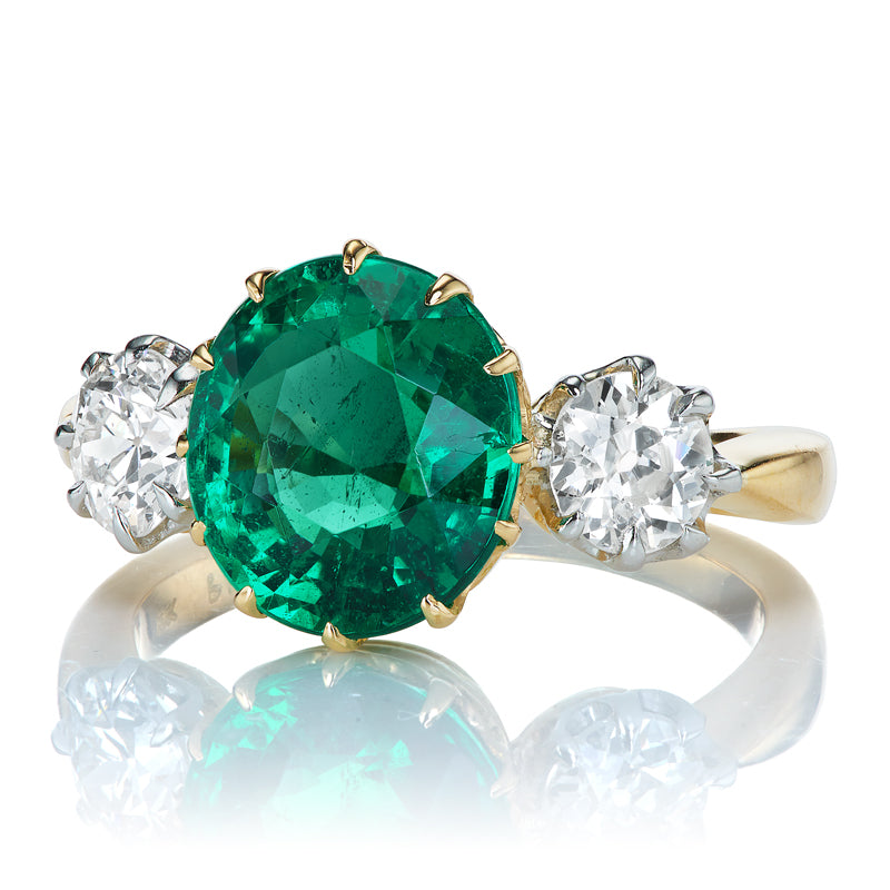 3.23ct zambian emerald diamond with gemstone