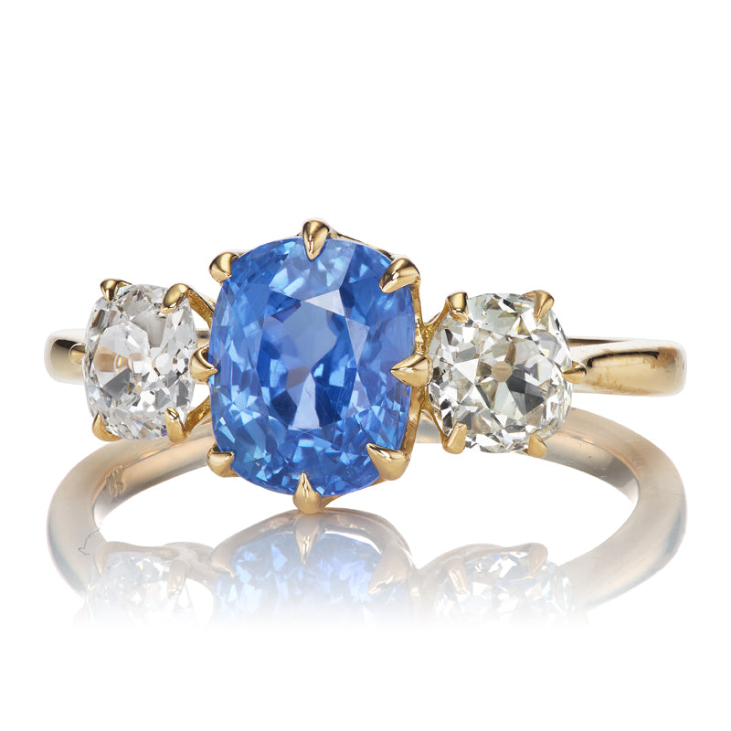 2.25ct No Heat Burma Sapphire diamond engagement ring with gemstone