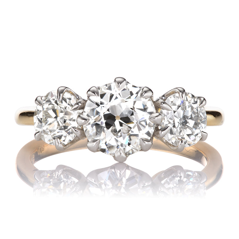 Three Stone Old European Cut Diamond Ring