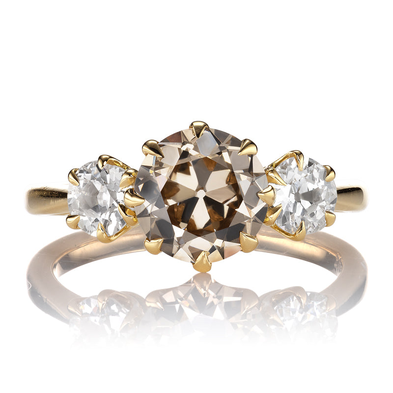 Champagne Diamond Three Stone Ring